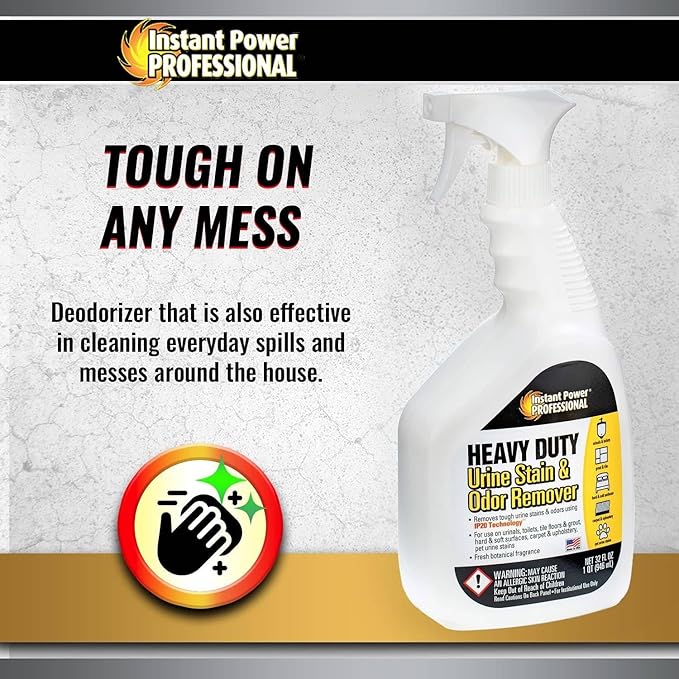 Instant Power Heavy Duty Urine Stain and Odor Remover, Stain and Smell Remover, 32 Fl. Oz.