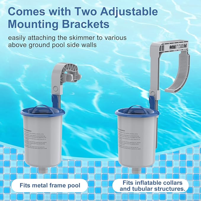 Sepetrel Above Ground Pool Surface Skimmer, Wall Mount Pool Maintenance Accessories for Inflatable Collars, Tubular & Metal Frame Pools, Floating Skimmer Basket - Efficiently Removes Debris