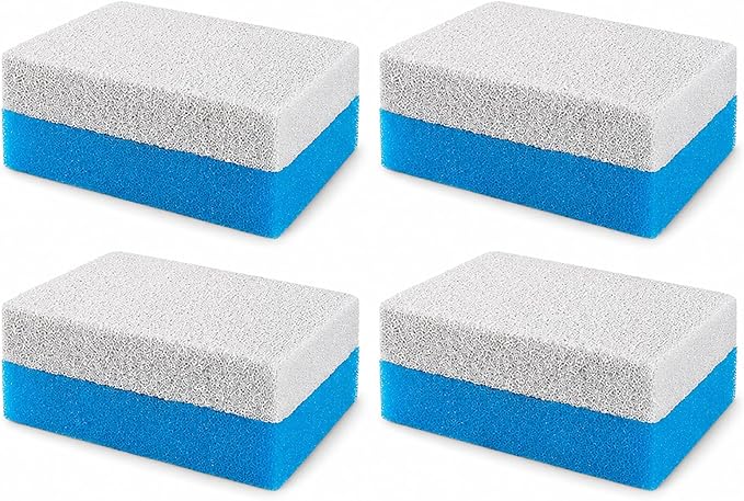 4 Pcs Grill Pumice Stone & Sponge Combination Cleaner, Heavy Duty 2 in 1 Pumice Stone and Sponge Clean Brush for Grills, Cast Iron Cookware, Oven, Grate, Stovetop (4)