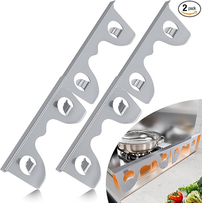 Stove Gap Covers Stainless Steel, 2 Pack Stove Gap Filler for Kitchen, Range Trim Kit for Counter Sink, Adjustable Length 13" to 28" Heat Resistant Stove Guard Between Stove & Countertop, Silver
