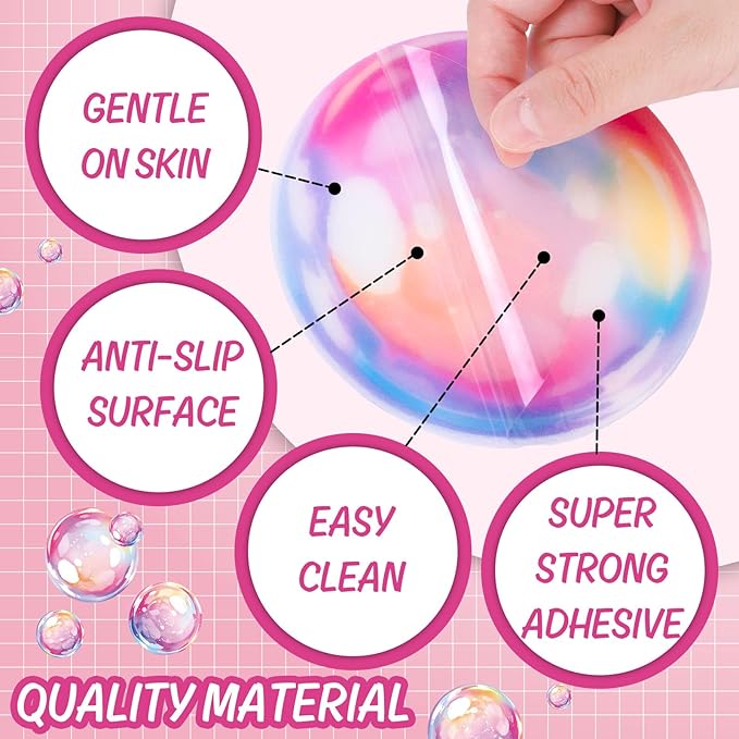 Whaline 30Pcs Bubble Non Slip Bathtub Stickers Under The Sea Cartoon Bubble Safety Shower Treads Adhesive Applique Decal with Scraper for Summer Bathroom Shower Floor