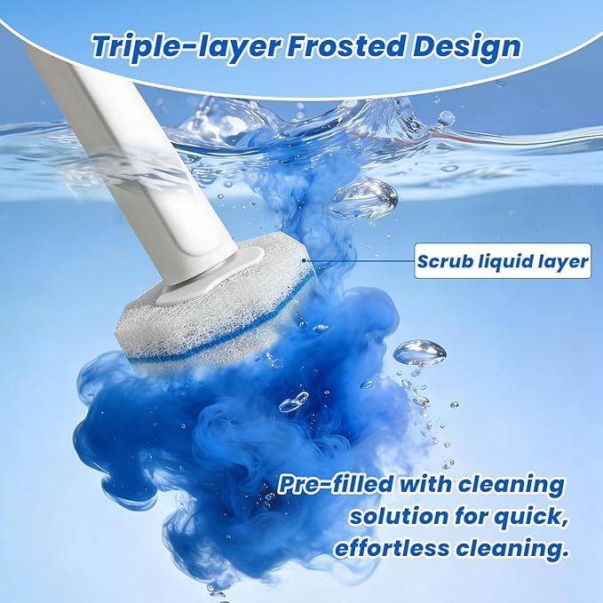40 Disposable Toilet Brush Replacement Pads, Wall Mounted Toilet Holder Set Toilet Cleaning System Starter Kit, Toilet Stick Pads (Blue)