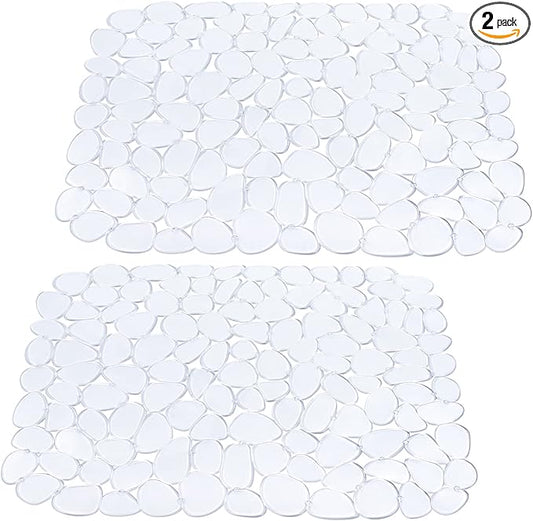 Yolife Pebble Sink Mats for Stainless & Porcelain Sinks, PVC Saddle Protectors - Clear, 2 Pack