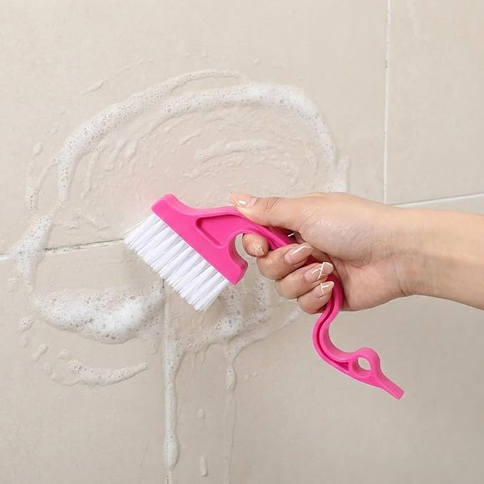 Slick- Window Track Cleaning Brush, 3 Pack, Shades of Pink, Ergonomic Handle, Built-in Scraper, Multipurpose Window Track Cleaning Tools for Faucets, Shower Heads and Drains