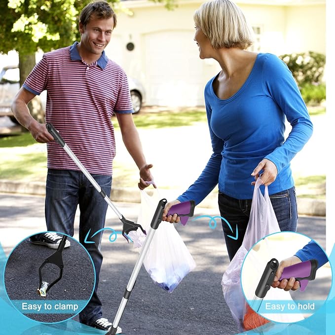 2-Pack Grabber Reacher Pickup Tool, 32" Long Reacher Grabber Tool, Trash Picker Grabber for Elderly Grab It Reaching Tool, Garbage Picker Upper Grabber, Litter Pick Up Grab Tool