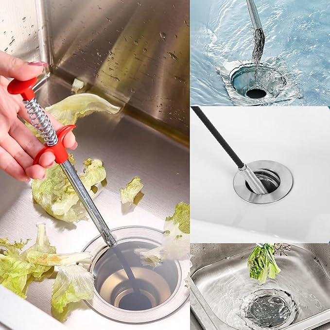 116" Drain Snake for Hair Clogs with 4 Claws Bendable Hose - Flexible Grabber Claw Pick Up Reacher Tool for Clogged Drains Opener