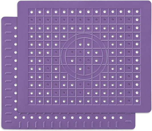 WILLKOMMEN Kitchen Sink Mat, 12" x 10" Rectangular Sink Protector Pad, Fast-Draining Grid Design Liner, Dish Drying Mat , 2 Pack Purple