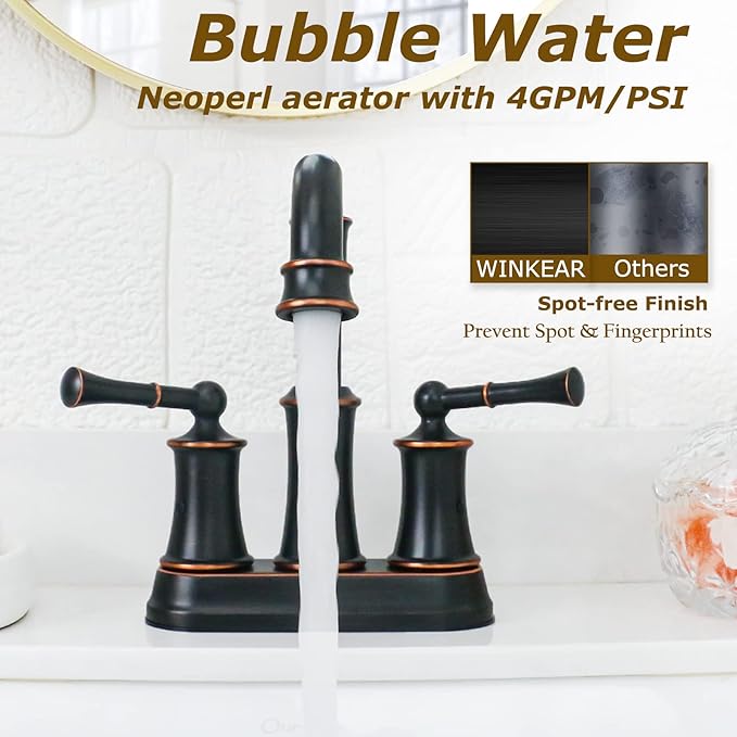 Roman Bathroom Sink Faucet Deck Mount or Wall Mount Installation Pop-up Drain Assembly with Overflow Deck Plate and Water Supply Lines Included (2 Hole Deck Mount, ORB)