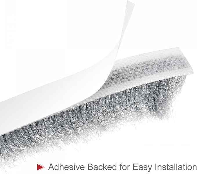 uxcell Weather Stripping Brush, 26ft L x 0.35" W x 0.6" H Self-Adhesive Seal Weatherstrip Sweep Brush Gray for Door Window