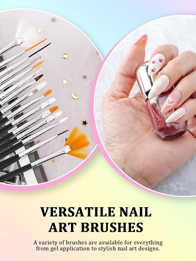YOOVR Nail Art Tools Set, Nail Stand for Press on Holder for Painting Nails, Nail Art Brushes, Liner Brushes, Nail Dotting Tool, Must Haves Design Tools Supplies Kit for Nail Tech & Beginners (Black)