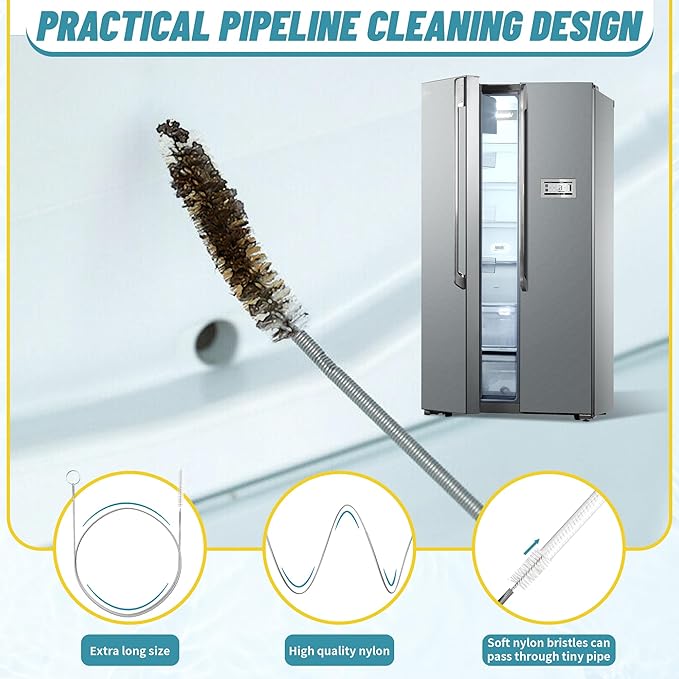 35.5 Drain Clog Remover Tool (1pc), 30 Inch Sink Snake Drain Tool (5 pcs) & 59 Inch Tube Drain Brush (3 pcs), Effective Hair Drain Clog Remover for Toilet, Kitchen Sink, Bathroom, Shower, Sewer