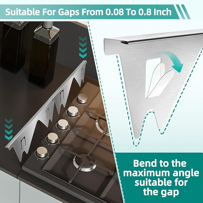 2 Pack Stainless Steel Stove Gap Covers Silver, Windspeed Stove Counter Gap Covers for Stove Gap Filler Gap Covers Between Stove and Counter Edge Gap Covers Length 13.8" to 27.6"