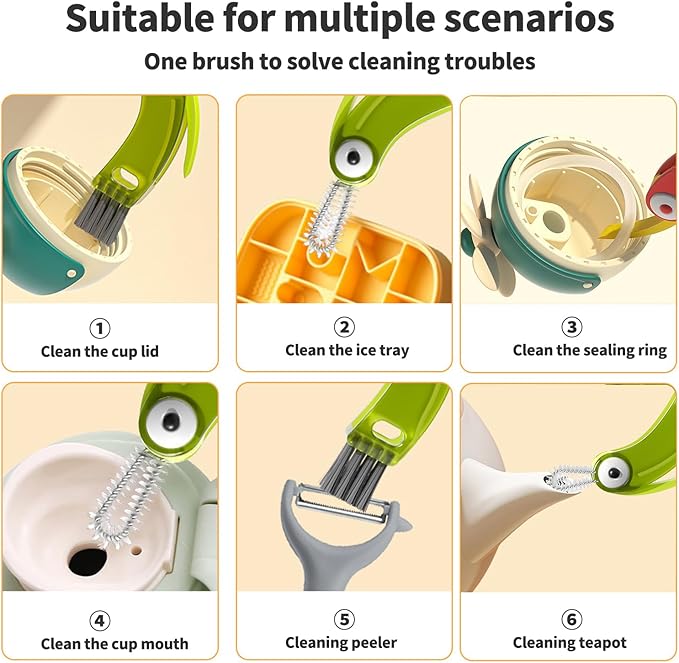 3 in 1 Cup Lid Gap Cleaning Brush Set, 3PCS Multifunctional Bottle Cleaner Bottle Cleaning Brush for Bottle Gaps Home Kitchen Cleaning Tools
