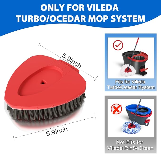 2 Pack Upgraded Spin Mop Replacement Scrub Brush Heads Compatible with Ocedar EasyWring 1 Tank,Full Bristle Scrubber Replace Great for Kitchen, Bathroom, Pools,Deck Hard Floor Cleaning