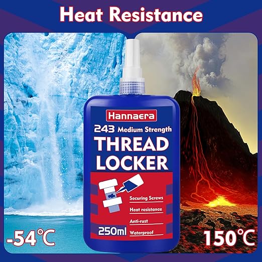 Thread Lock 8.45 Fl oz/250 ml Medium Strength, Lock & Seal Nuts, Bolts, Fasteners and Metals, Blue Threadlocker Against Losening and Leakage