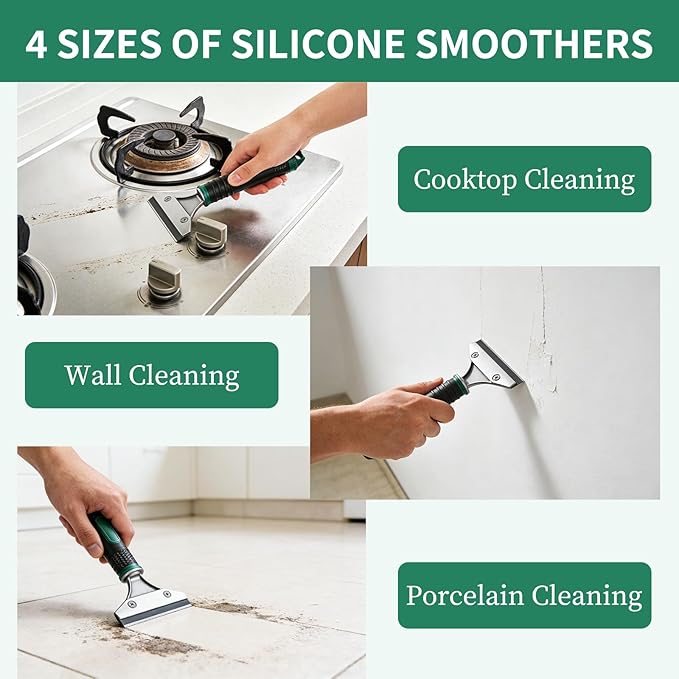 6 in 1 Caulk Remover Tool with Dual-End Multi-Function Handle – Includes Grout Removal Tool for Bathroom, Kitchen, Tile, Shower, Sink & Window Sealing and Cleaning