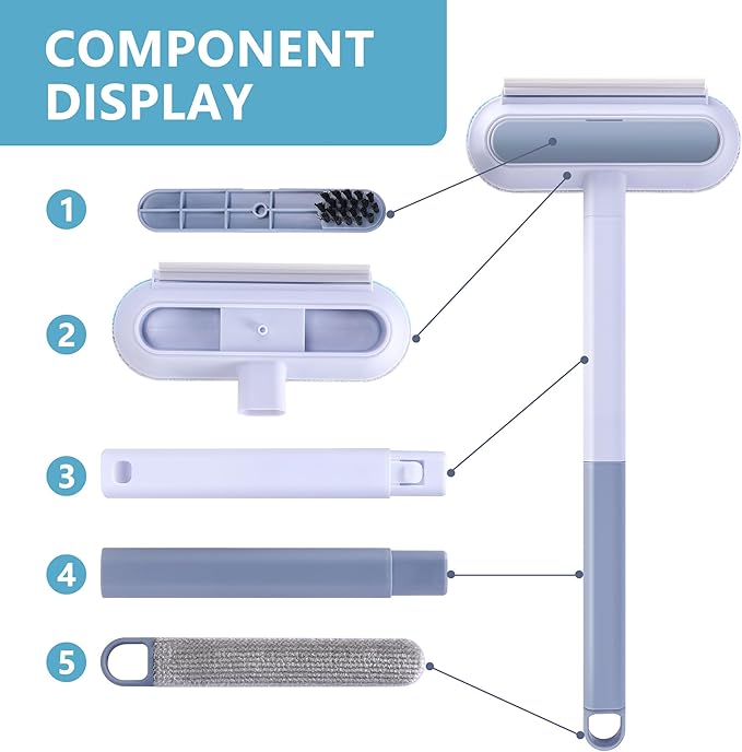 moonoom 2 Pcs 4 in1 Mesh Screen Cleaner, Detachable Window Screen Cleanning Brush with Wet and Dry Dual-Use, Multi-functional Window Glass Net Cleaner Tool for Dusty Corners