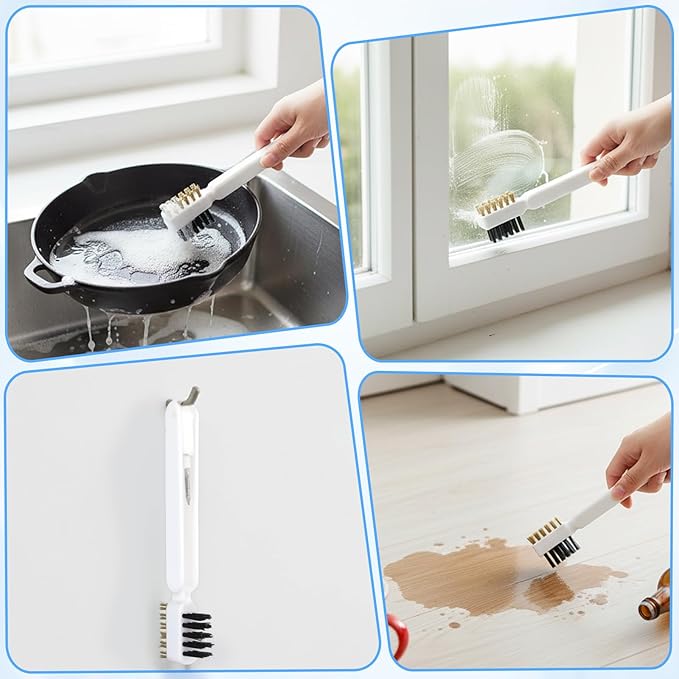2 PCS Gas Stove Cleaner Brush, Kitchen Cleaning Scrub Brush with Stiff Bristles & Cooktop Scraper Deep Gas Stove Top & Cooktop Scraper for Pot Pan Range Hood Grease Grime