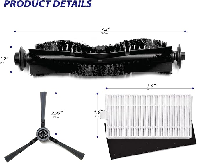 Replacement Parts Fit For Dustin Self-Emptying Robot Vacuum/Fit For Bobsweep Pet24-7-913, Fit For Ultravision Robot Vacuum/Fit For Bobsweep Pet24-7-213 (17PC-side brush& mop& main brush& filter)