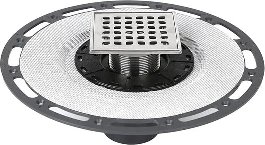 4-Inch Square Shower Drain with Bonding Flange - Durable Stainless Steel Shower Drain Flange Kit for Quick Drainage, Easy Installation, Ideal for Bathroom & Wet Area Renovations
