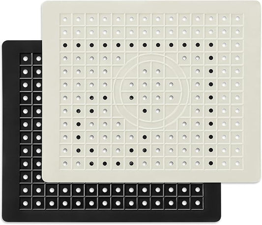 WILLKOMMEN 2 Pack Kitchen Sink Mat, 12'' x 10"" Dish Drying Mat for kitchen Counter, Durable Rubber Dish Draining Mat, Grid Sink Mat,Square Black & Cream White