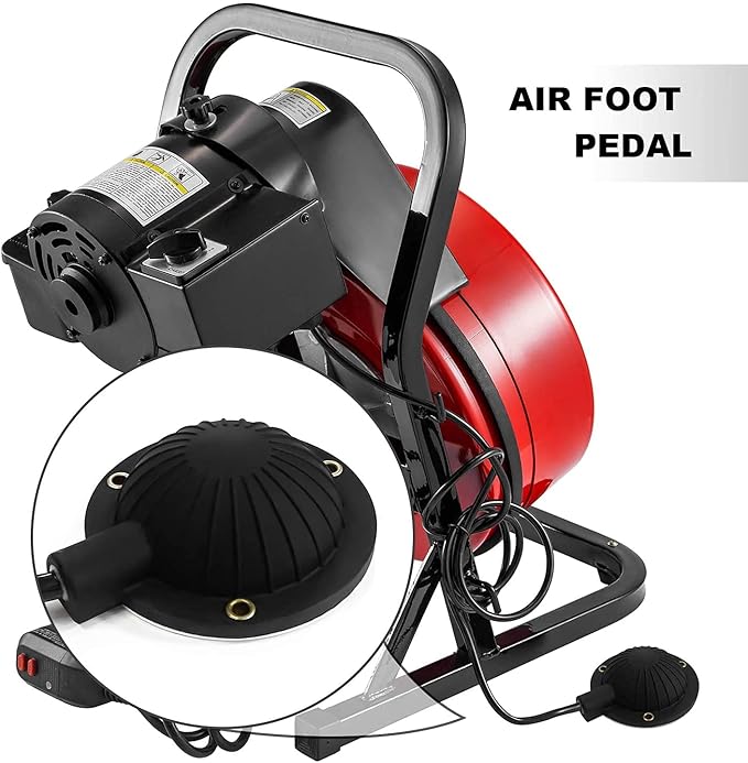 Air Foot Pedal, Huazu Air Foot Pedal Switch for Drain Cleaning Machines, With 8' Long Hose, Fits Ridgid K-400, K-380, K-3800, K750, K-7500, General, Spartan, Electric Eel, Trojan