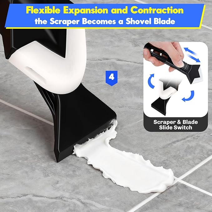 3 in 1 Silicone Caulking Tools, Glass Glue Angle Scraper, Stainless Steelhead Caulk Remover and Sealant Scraper, for Kitchen Bathroom Window and Frames Sealant Seals
