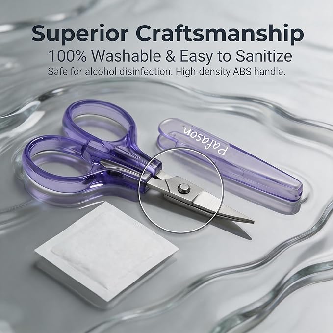 PAFASON Small Travel Embroidery Scissors Set Curved Straight Tip All Purpose for Quilting Sewing Knitting Crafting Cross Stitch Crochet Thread Yarn Paper Fabric Detail Multipurpose Cutting Safety Case