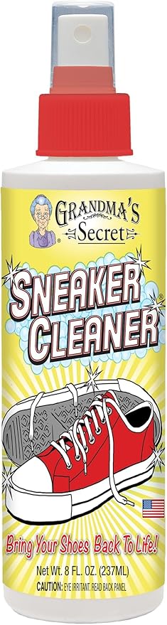 Grandma's Secret Shoe Cleaner - Stain Remover Spray for Rubber, Canvas and Leather - Removes Dirt, Grime and Grass - Sneakers Cleaner for Outdoor Shoes, Slippers and Moccasins 8 oz