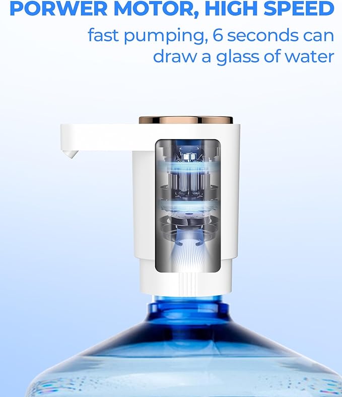 Water Bottle Pump, Portable Electric Water Dispenser Pump for 5 Gallon Bottles - USB Charging, Automatic Switch, Rechargeable Battery for Home Kitchen Room Camping