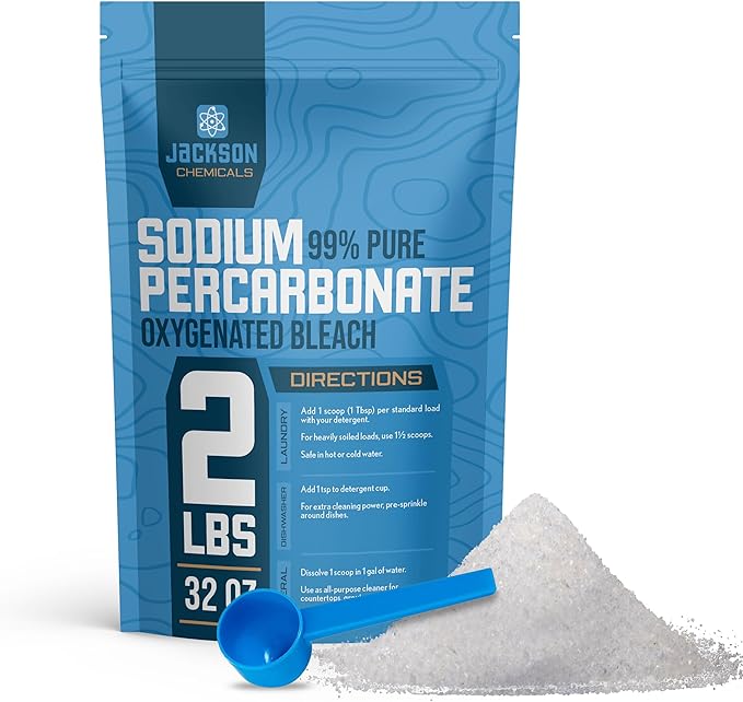 Sodium Percarbonate 2 lb – Chlorine-Free Laundry Booster, Eco-Friendly Stain & Odor Remover, Multipurpose Cleaner - Oxygenated Bleach Powder