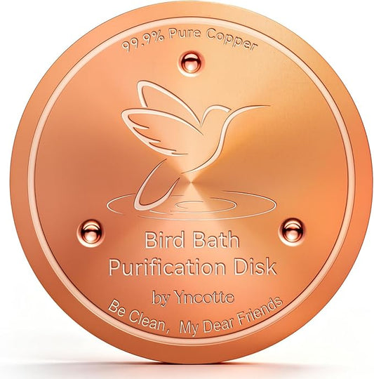 Bird Bath Copper Disk, 0.6mm Reinforced 99.99% Pure Copper Cleaning Disc Plate for Physical Safe Water Purification All-Season for Outdoor Wildlife Bird Bowls Birdbaths Solar