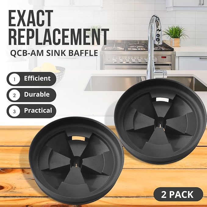 AR-PRO (2-Pack) Garbage Disposal Rubber Drain Insert - 3 3/8" Garbage Disposal Splash Guards Sink Baffle - Removable Sink Baffles Qcb-Am Compatible With Insinkerator Garbage Disposal Parts