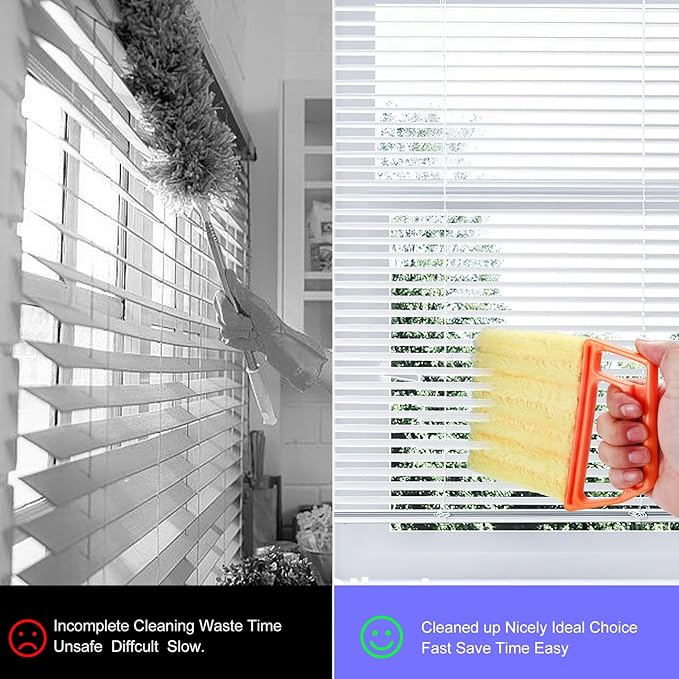 4pcs Window Venetian Blind Cleaner Duster Tool, Include 2pcs 7 Finger Blind Duster Brush & 2pcs Shutter Cleaner Brushes, Blinds Cleaning Brush Tool for Blinds Air Conditioner Vent Keyboard