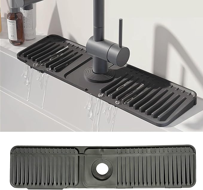 STARGAZ STARGAZ Silicone Faucet Mat For Kitchen Sink,Sink Back Splash Guard, Faucet Draining Mat,Kitchen Sink Rubber Mat,Bathroom Sink Sink Mat,Soap Dish,Silicone Sink Protector(24”×5.5”)