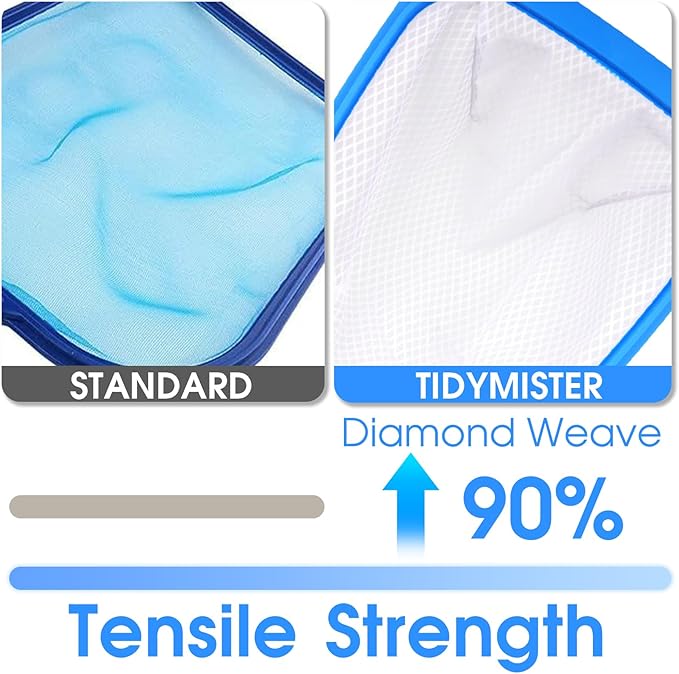 TidyMister 25'' Long Hot Tub Skimmer for Spa, Handy Pool Skimmer Net with Ultra Fine Diamond Netting Mesh for Small Pools, Hanging Hole Easy to Store