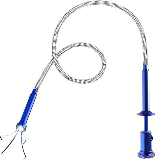 Flexible Magnetic Grabber Claw Pick Up Reacher Tool with LED Light, 4 Claws Bendable Hose Reaching Assist Tool for Litter Pick, Home Sink, Drains, Toilet