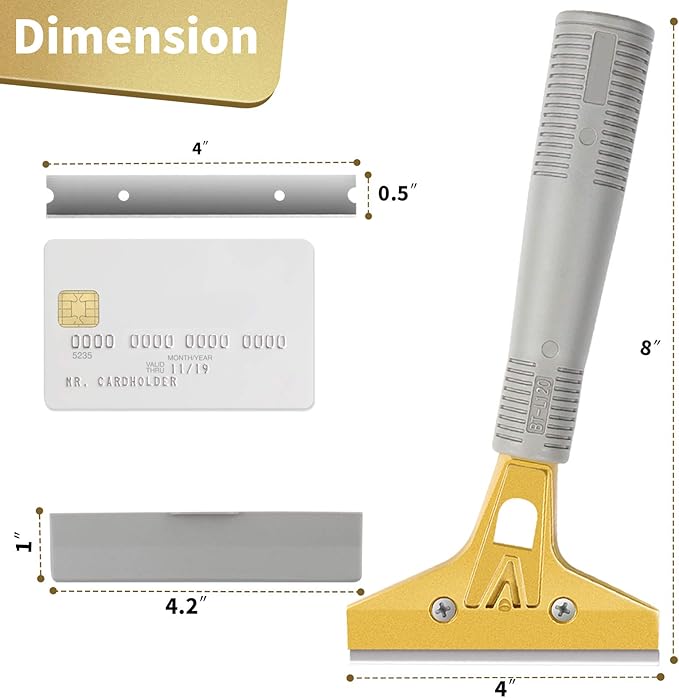 Razor Blade Scraper set of 2 PCS 4" Scraper Tool and with 20pcs Extra Metal Blades for Floor, Window, Glass, Stove, Wall, Paint, Caulk, Labels, Adhesive, Sticker Removal