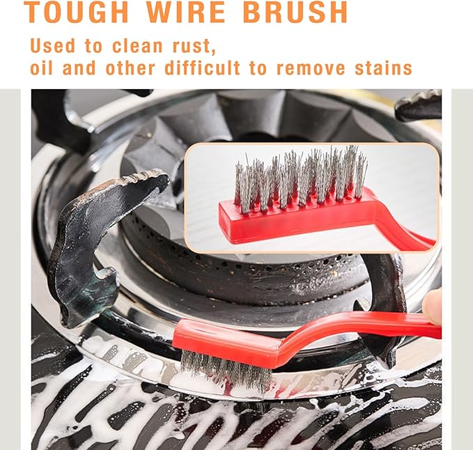 Kitchen Stove Gap Cleaning Nylon Scrub Brush, Hard-Bristled Crevice Cleaning Brushes Set for Range Hood Grease Grime, Clean Tiles Corners, Bathroom, Shower, Door Window Track (5 Pcs)