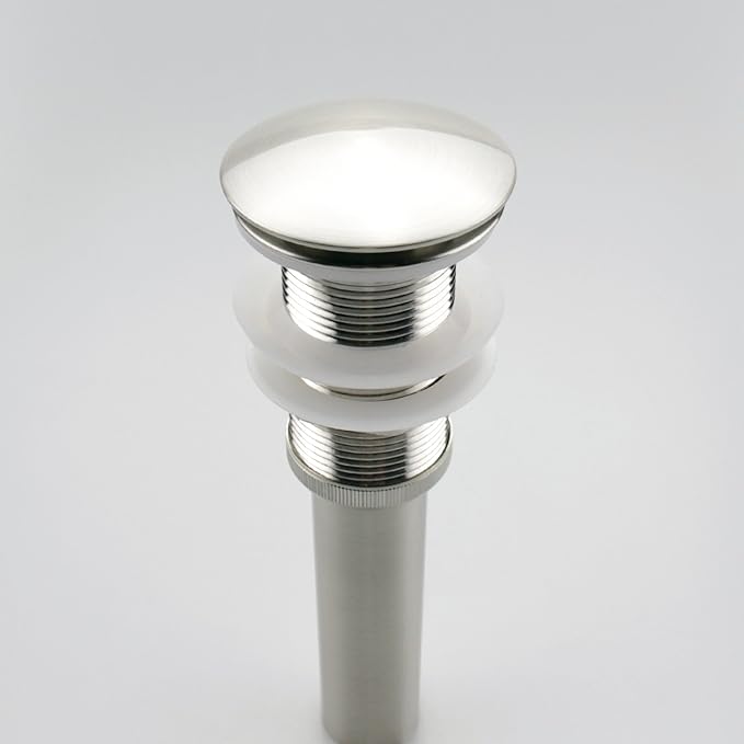 Brushed Nickel Pop Up Sink Drain Without Overflow, Bathroom Faucet Vessel Sink Drain Stopper 1-5/8" Without Overflow Fits 1.25" to 1.5" Drain Holes