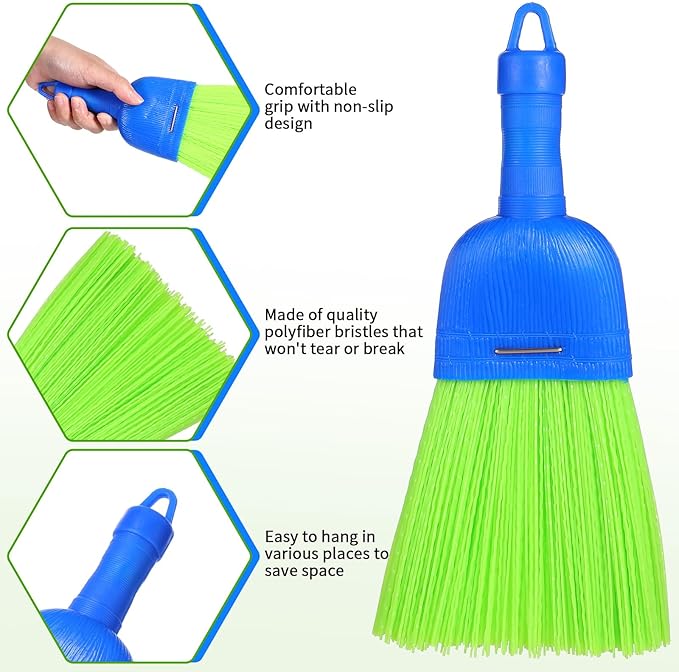 Whisk Broom Hand Brush Fiber Outdoor Car Broom with Hang Hole Durable Bristles Whisks Away Dirt Debris for Cleaning Inddoor Porches Floors Decks Driveways Dirt Dust