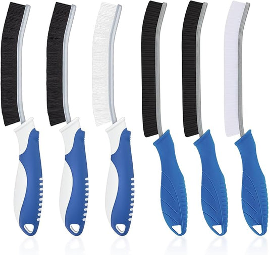 Cleaning Brush-Hard Crevice Cleaning Brushes, Multifunctional Window Groove Brushes, Grout Brush, Cleaning Tool for Bathroom, Kitchen, Toilet, Tile, Sink, Home (6, Blue)