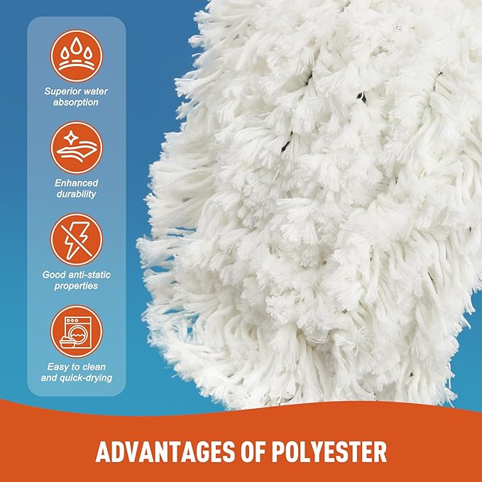 24" Commercial Dust Mop for Floor Cleaning, Heavy Duty Sweeper Broom with 2 Microfiber Mop Pads, Wet and Dry Duster Sweeper Broom for Marble, Laminate, Hardwood Floor Cleaning ,Grey