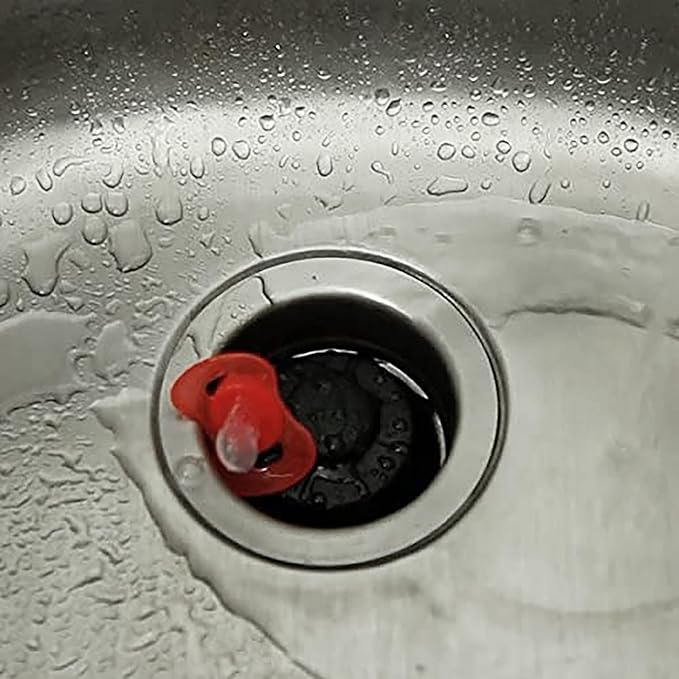 Danco Disposal Genie Garbage Disposal Strainer | Kitchen Sink Drain Splash Guard | Food Scraper | Red (10451)