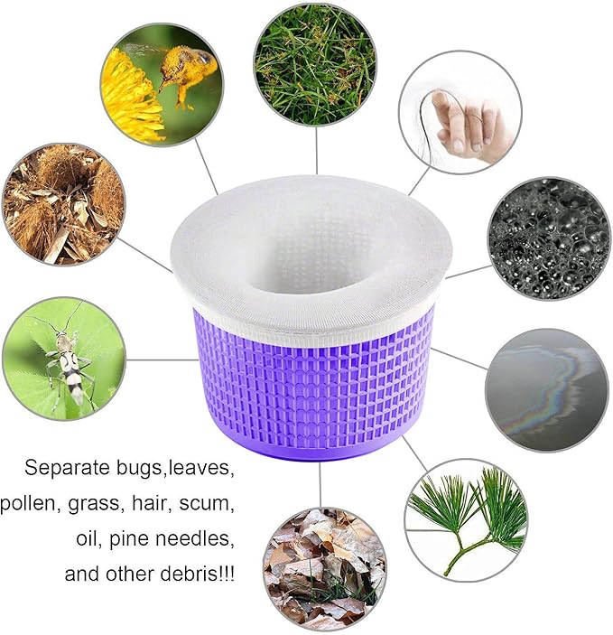 Coopache 60-Pack of Pool Skimmer Socks - Filters Baskets, Skimmers Cleans Debris and Leaves for In-Ground and Above Ground Pools