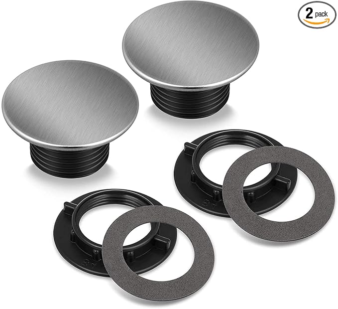 2 Pcs Kitchen Faucet Hole Cover Stainless Steel, Premium Sink Tap Hole Cover, Brushed Stainless Steel