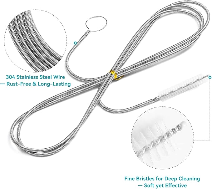 2 Pack 80 Inch Flexible Drain Brush, Sunroof Drain Cleaning Tool for Ice Maker, Refrigerator & AC Drain Line