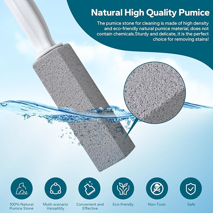 Emycool Pumice Stone Toilet Bowl Cleaner, 14 Pack Toilet Pumice Stone with Handle for Toilet Cleaning, Bathtubs, Sinks, Swimming Pools, Grills