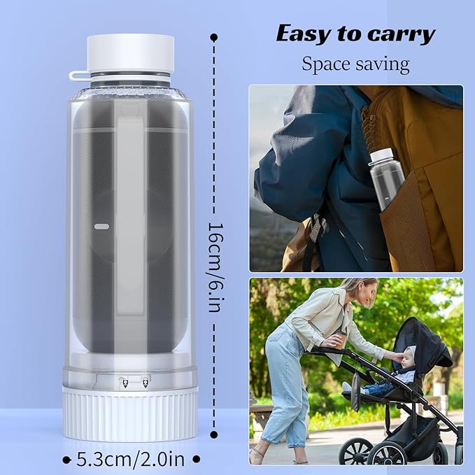 Portable Bidet for Travel, Rechargeable Travel Bidet Sprayer Fits Various Sizes of Water Bottles, Waterproof High Pressure Handheld Bidet for Women Men Personal Hygiene, White