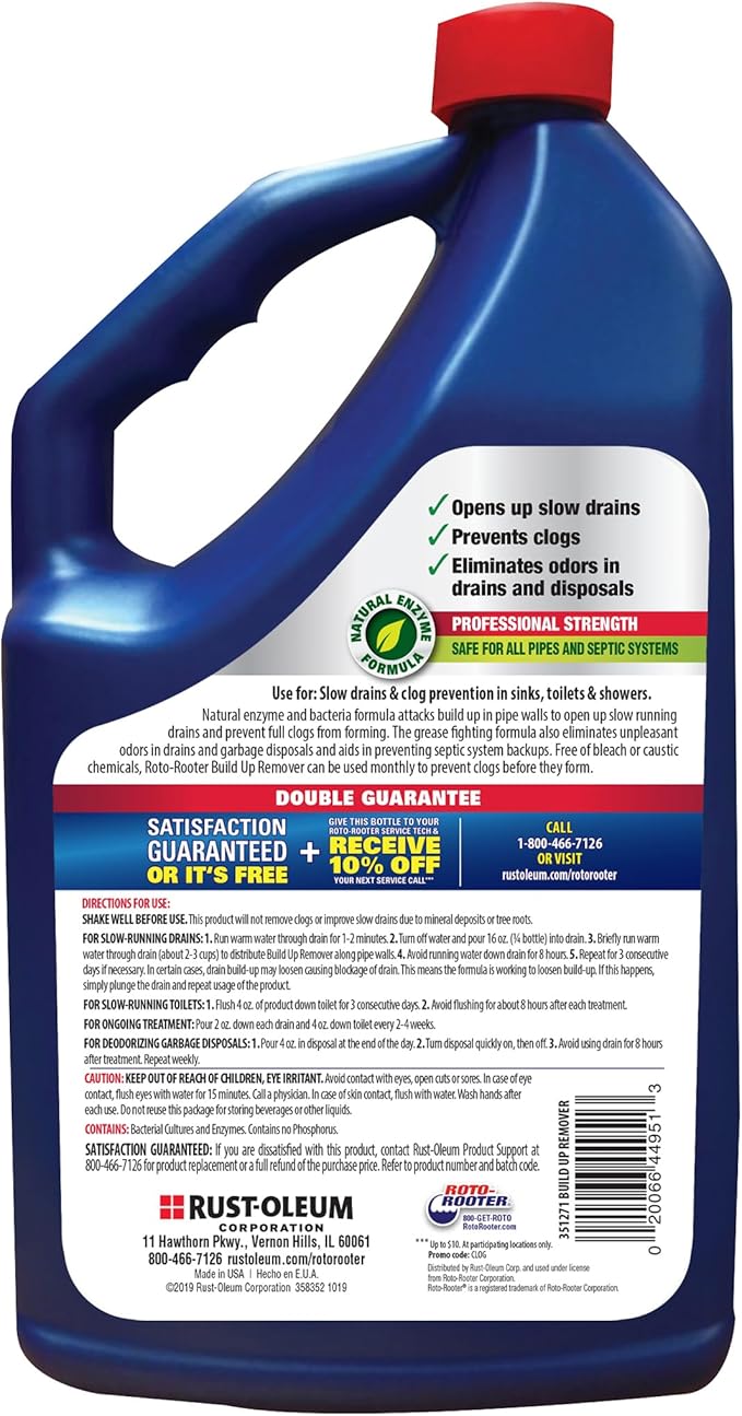 Roto-Rooter 351271 Build-Up Remover Drain Cleaner, 64 oz